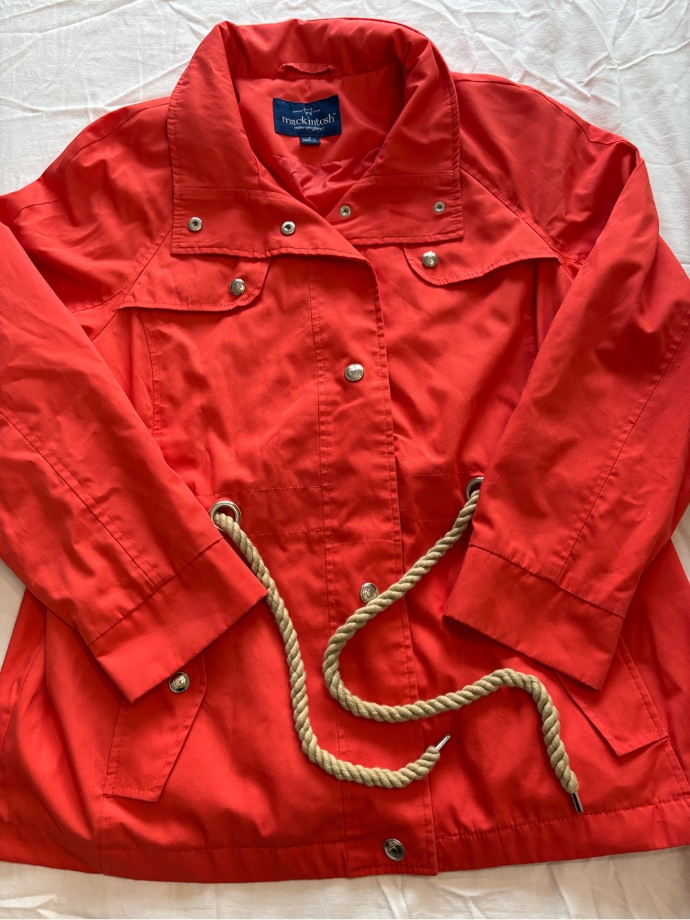 Orange Mackintosh Jacket with Rope Drawcord